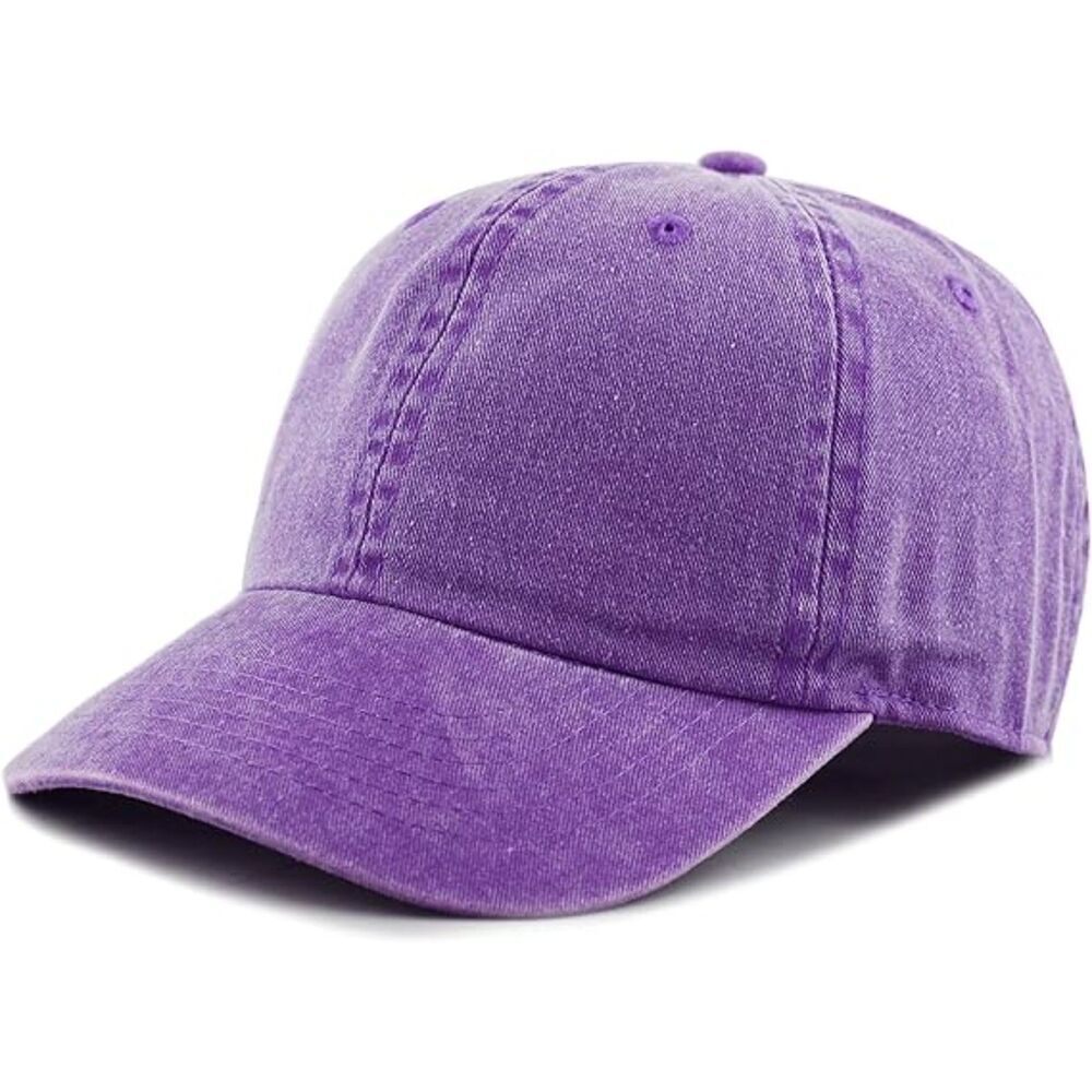 Unisex Purple 100% Cotton Pigment Adjustable Size Classic Baseball Six Panel Cap